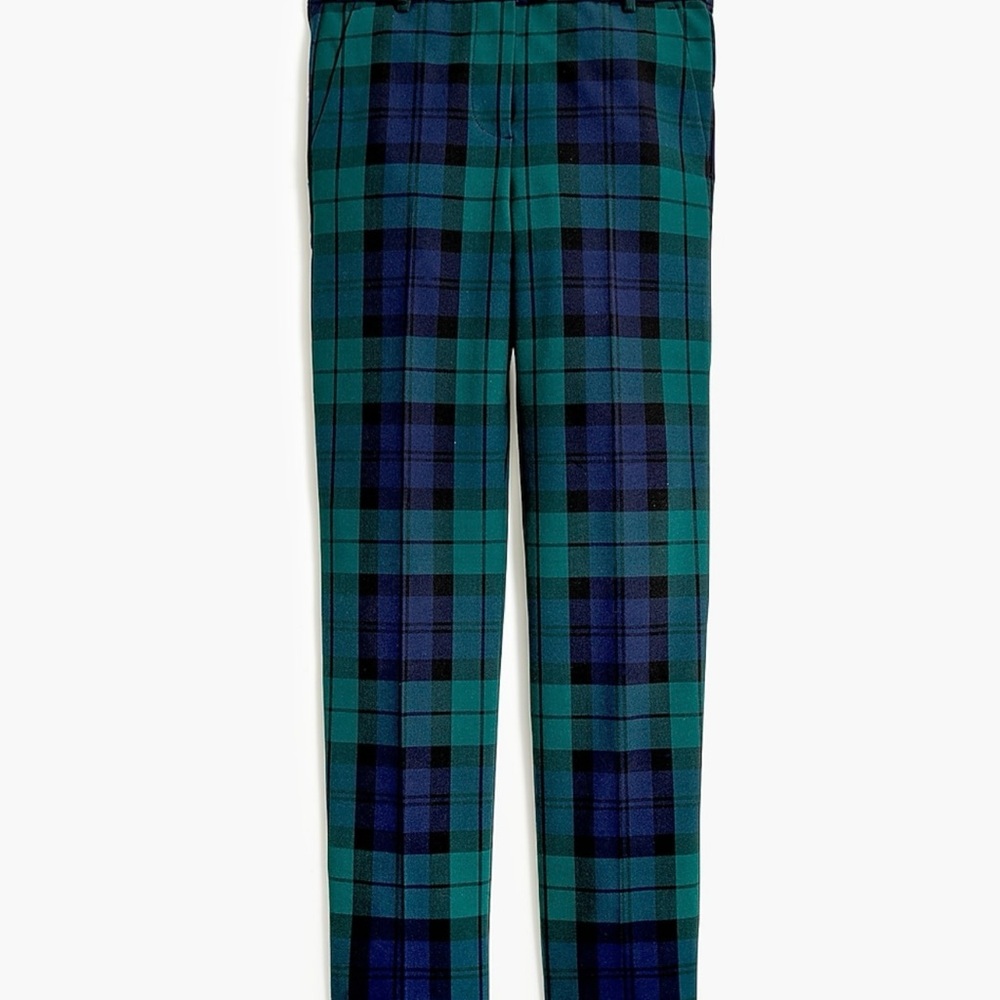 J Crew Slim Cropped Ruby Pant in Black Watch Plaid - Picture 1 of 6